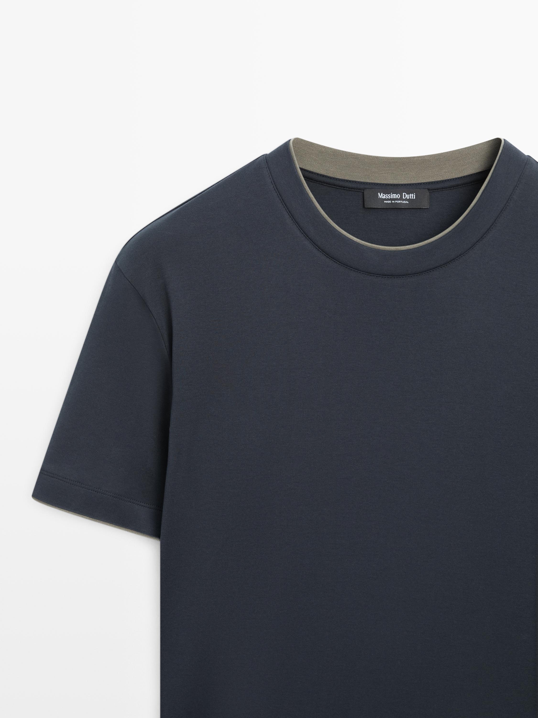 Contrast collar T-shirt, 100% cotton